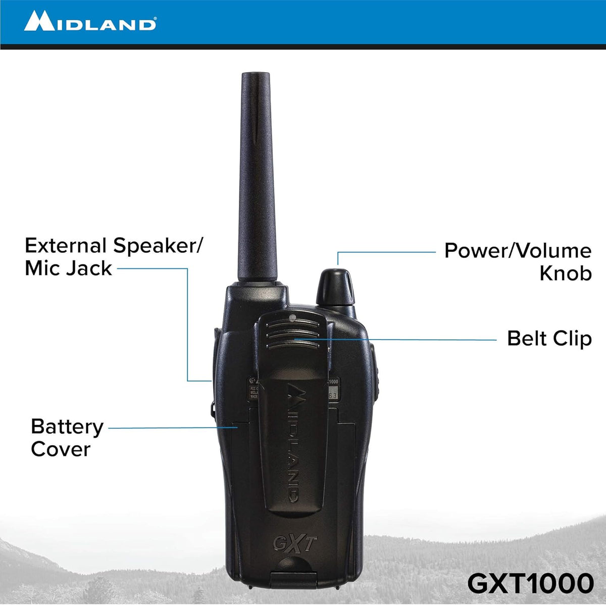 GMRS Two Way Radio with NOAA Weather Scan, 50 Channels, Black/Silver, 10 Radios L230