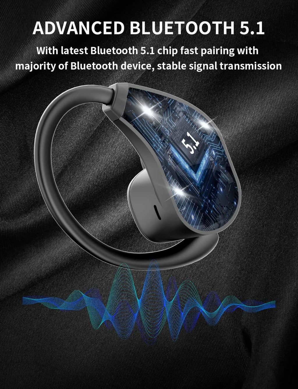 Black Wireless Earbuds with LED Display Charging Case Pack of 2 H349