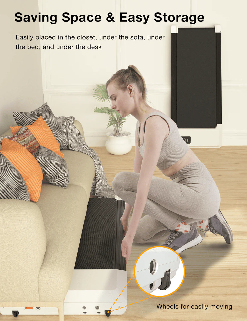 2 in 1 Under Desk Treadmill with Remote Control and LED Display L5149