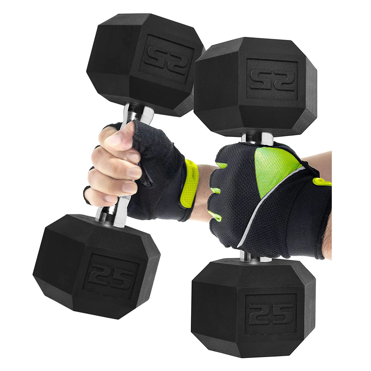 50 lb Rubber Hex Dumbbell Weight Set L1651