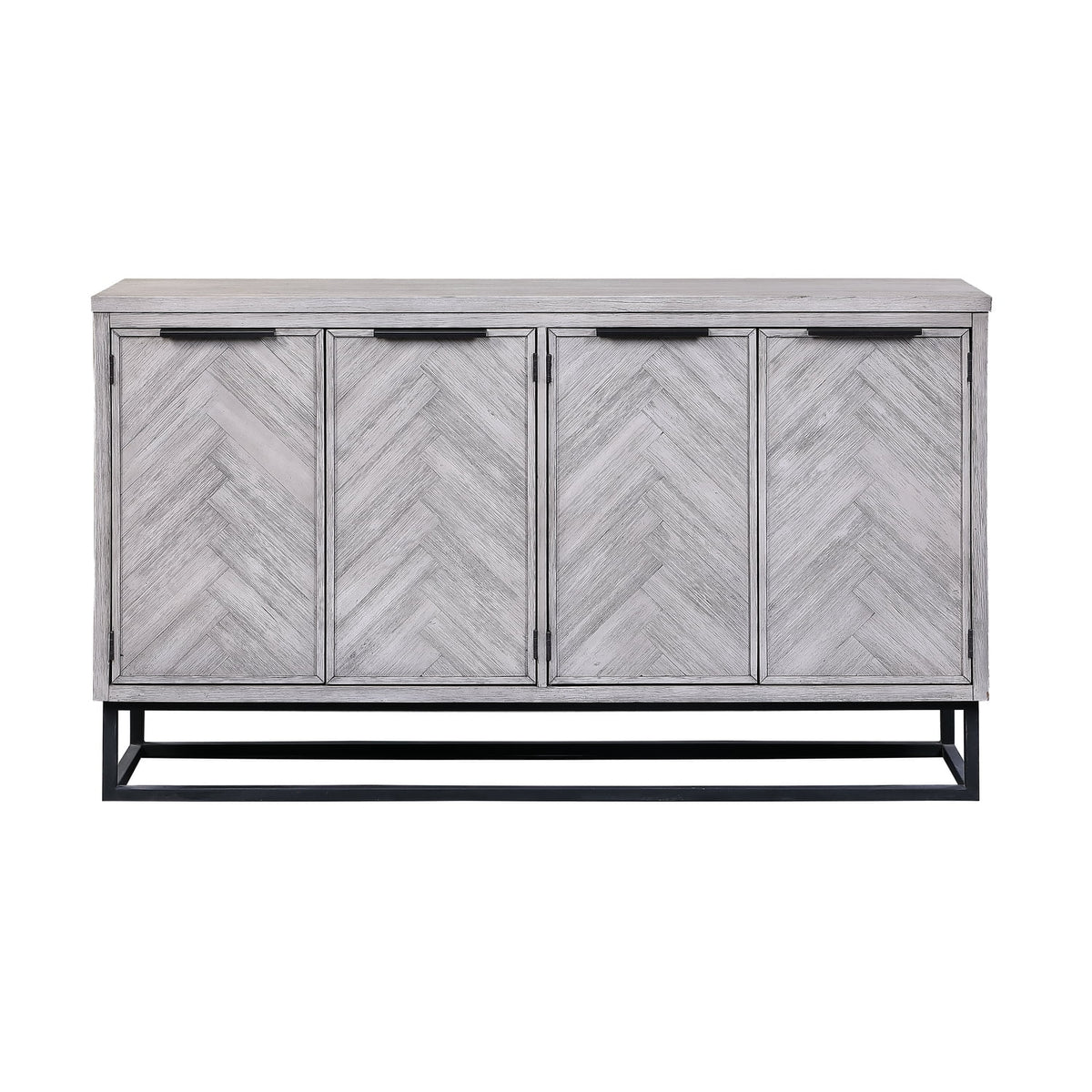 White Wood Four Door Media Credenza P42699