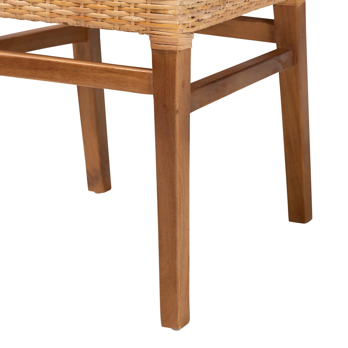 Natural Rattan and Walnut Brown Wood 2-Piece Dining Chair Set F448545