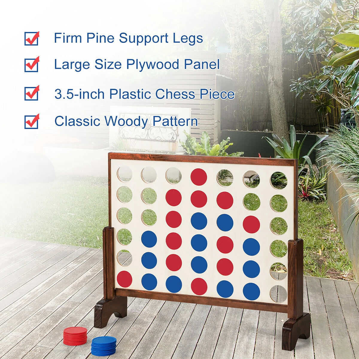 4 In A Row Wood Board Game with Carrying Bag B7735