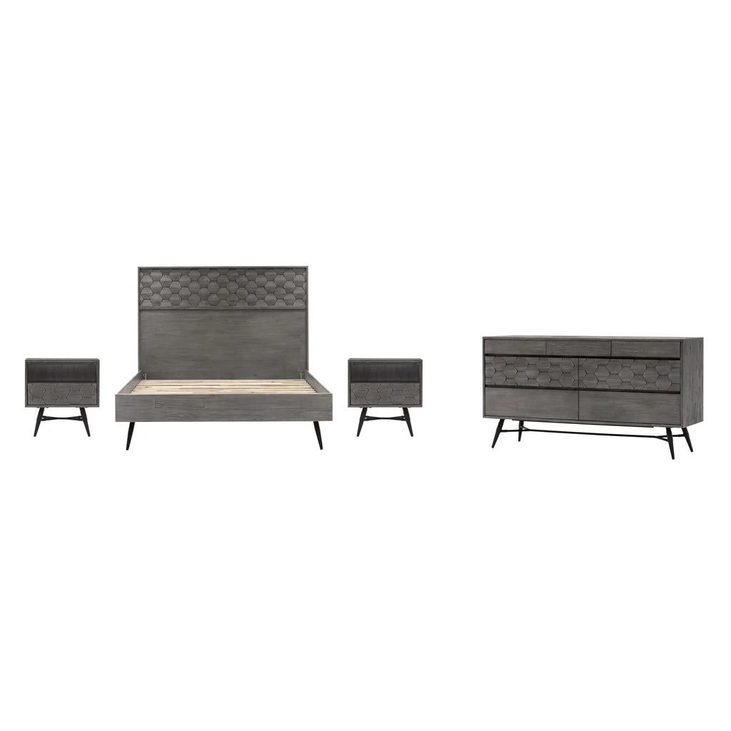 4-Piece Modern Wood Queen Bedroom Set Y14350