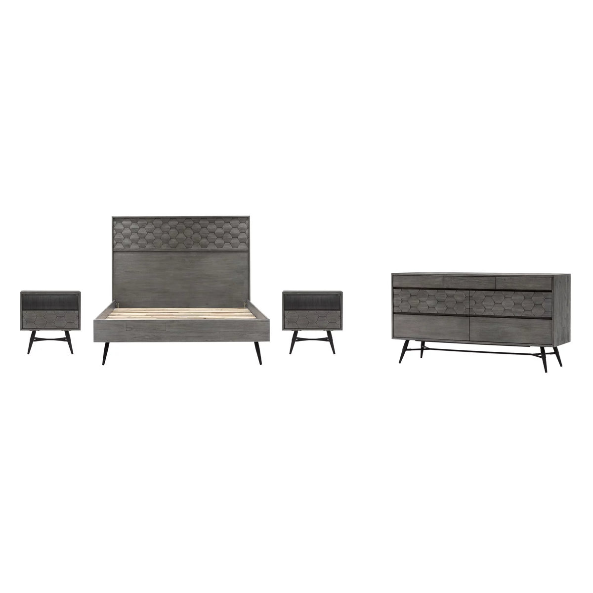 4-Piece Modern Wood Queen Bedroom Set Y14350