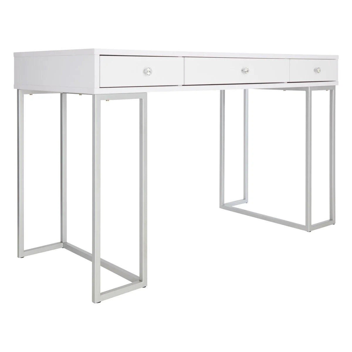 White Modern Makeup Desk with 3 Drawers B691