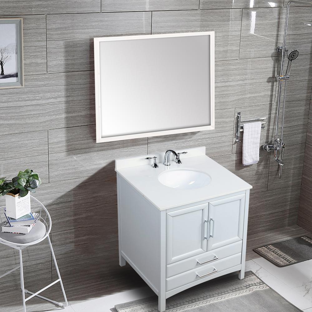 30 in. White Bath Vanity with Cultured Marble Top and White Basin B433