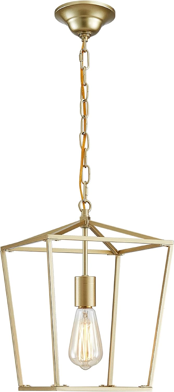 Lantern Pendant Light Iron Cage 1 E26 Bulbs Gold Plating X56307