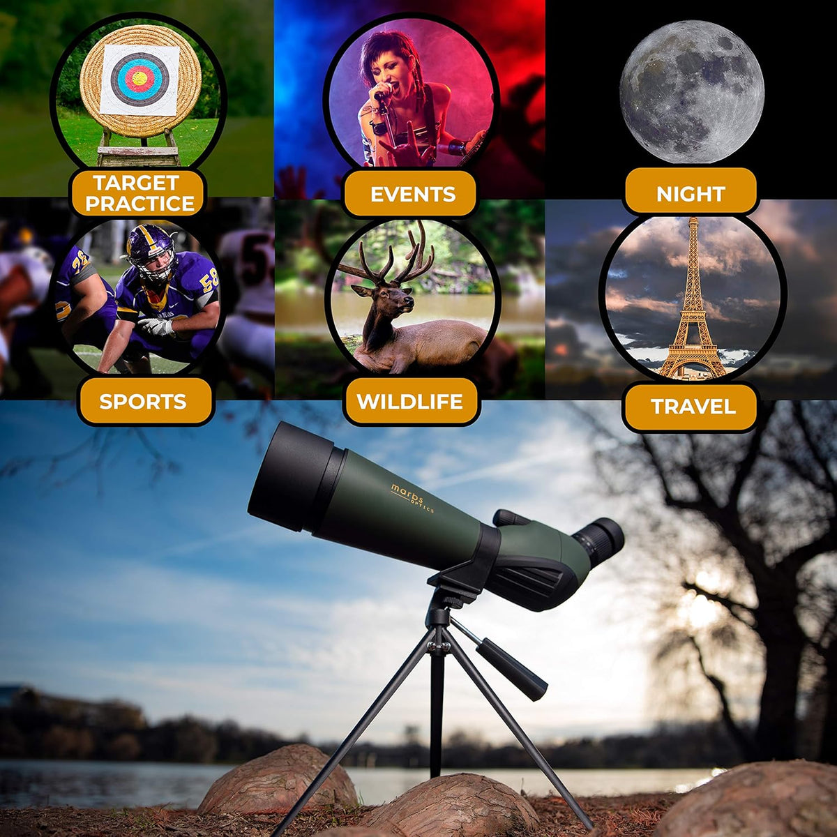 20-60x80 Spotting Scope with Tripod L7016