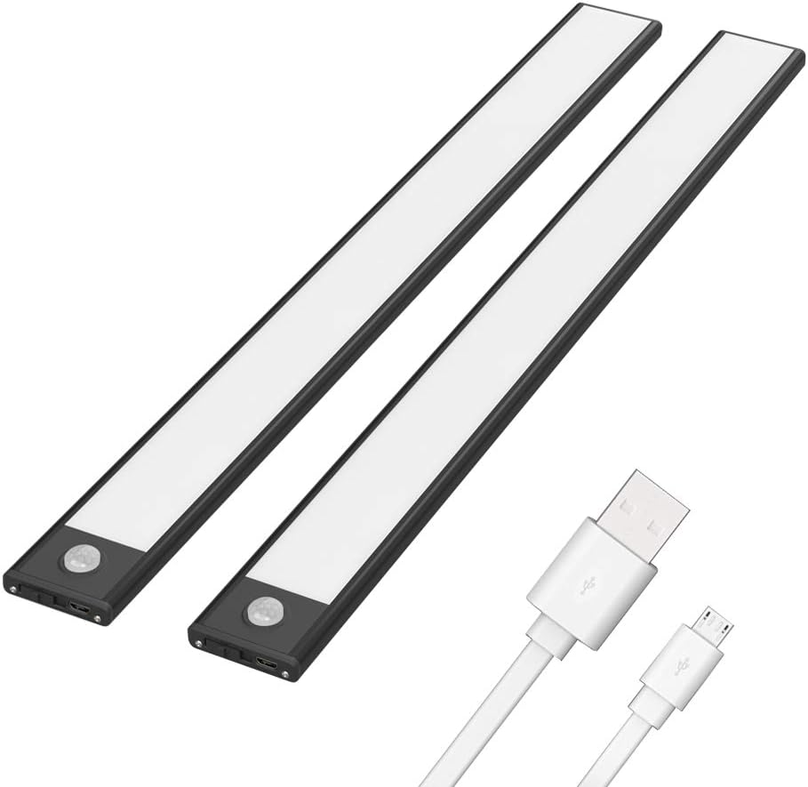 24 inch Wireless Motion Sensor Rechargeable LED Cabinet Lights Black 2 Pack N302825