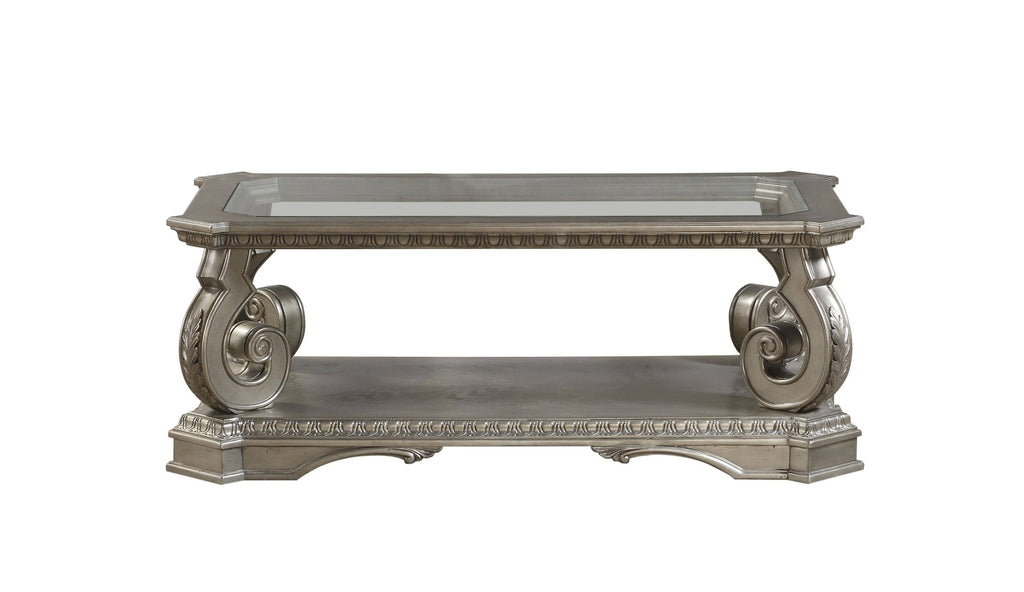 Antique Champagne Clear Glass Wood Coffee Table R878684