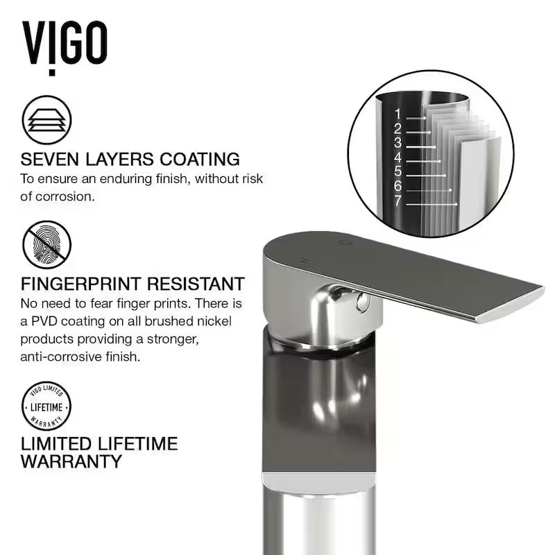 Single Handle Brushed Nickel Bathroom Faucet W8954