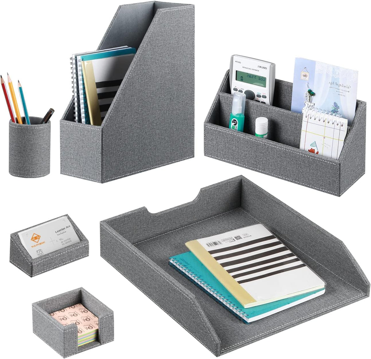 6 Piece Office Supplies Storage Caddy Set T951