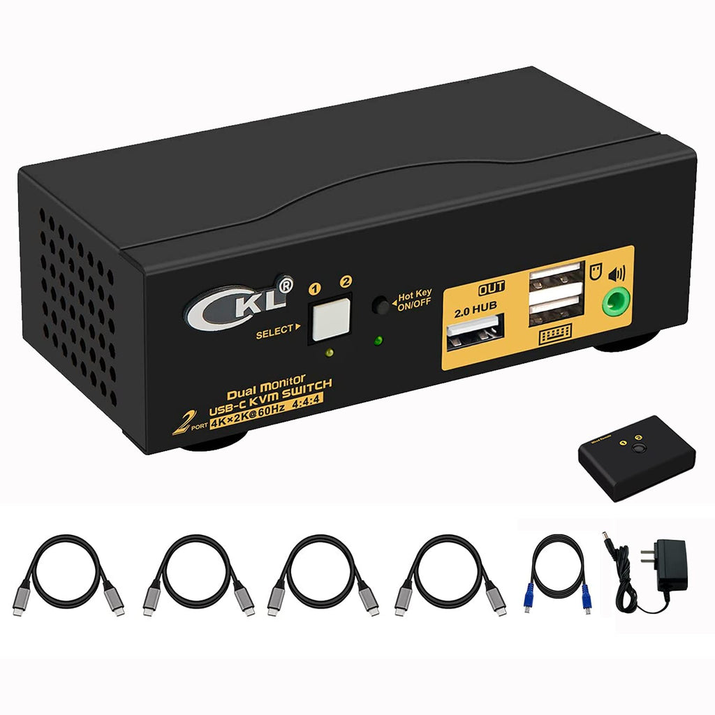 2 Port Dual Monitor HDMI 4K 60Hz KVM Switch with Cables X755093