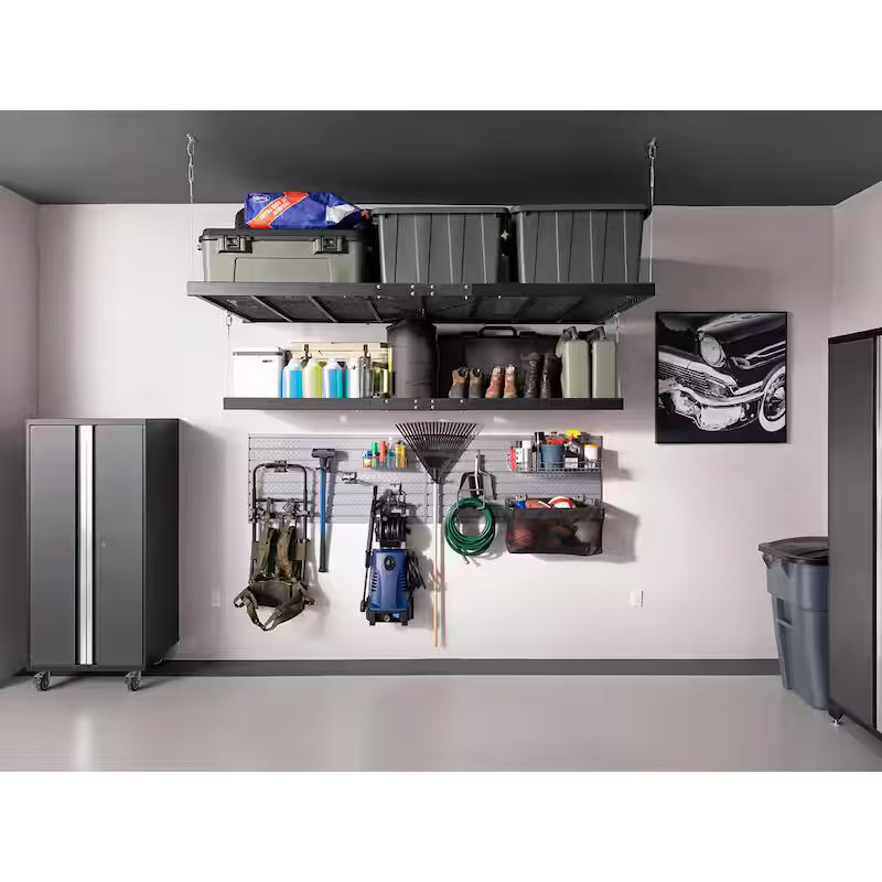 2 ft. x 8 ft. Black Garage Wall Shelving 2-Pack A51071