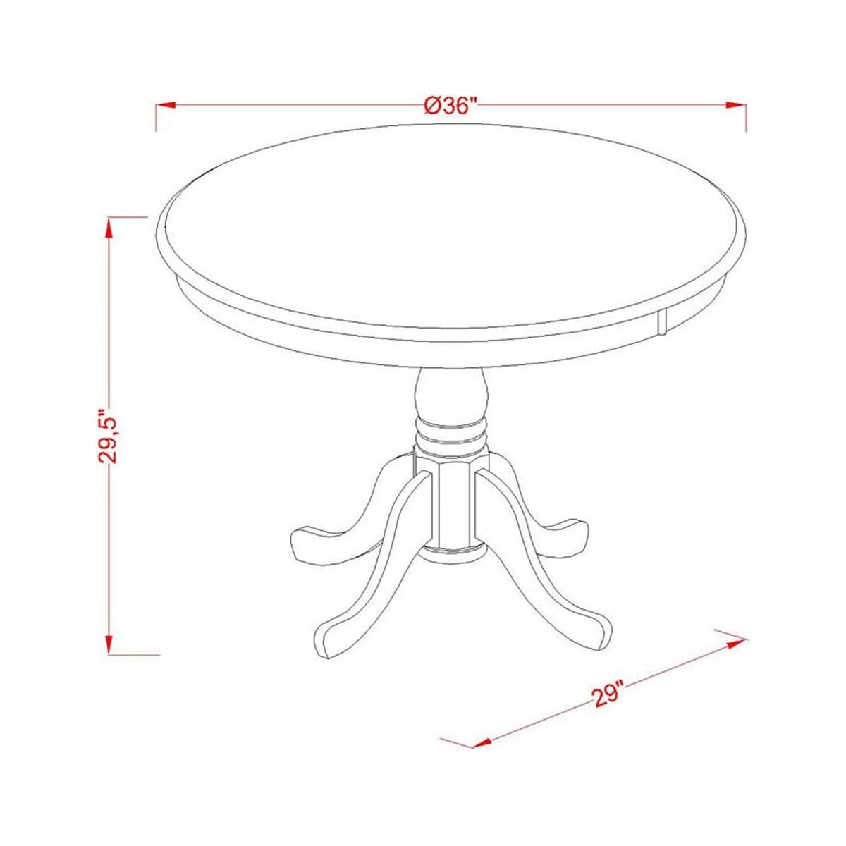 36" Round Wood Dining Table E93779