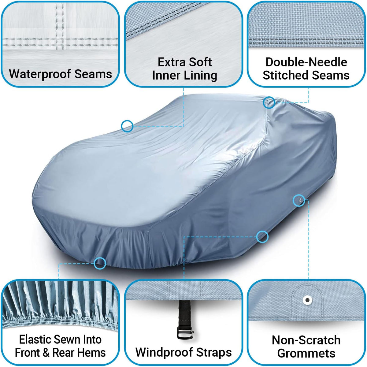 Waterproof Full Car Cover with Straps B57646