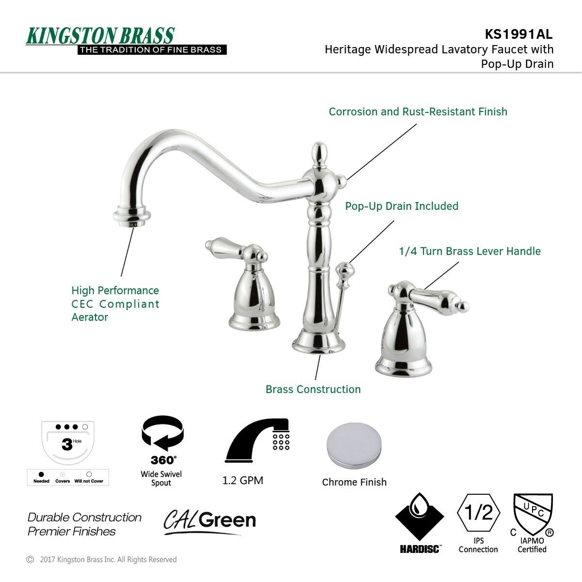 Oil Rubbed Bronze Widespread Lavatory Faucet with Pop-Up X2597