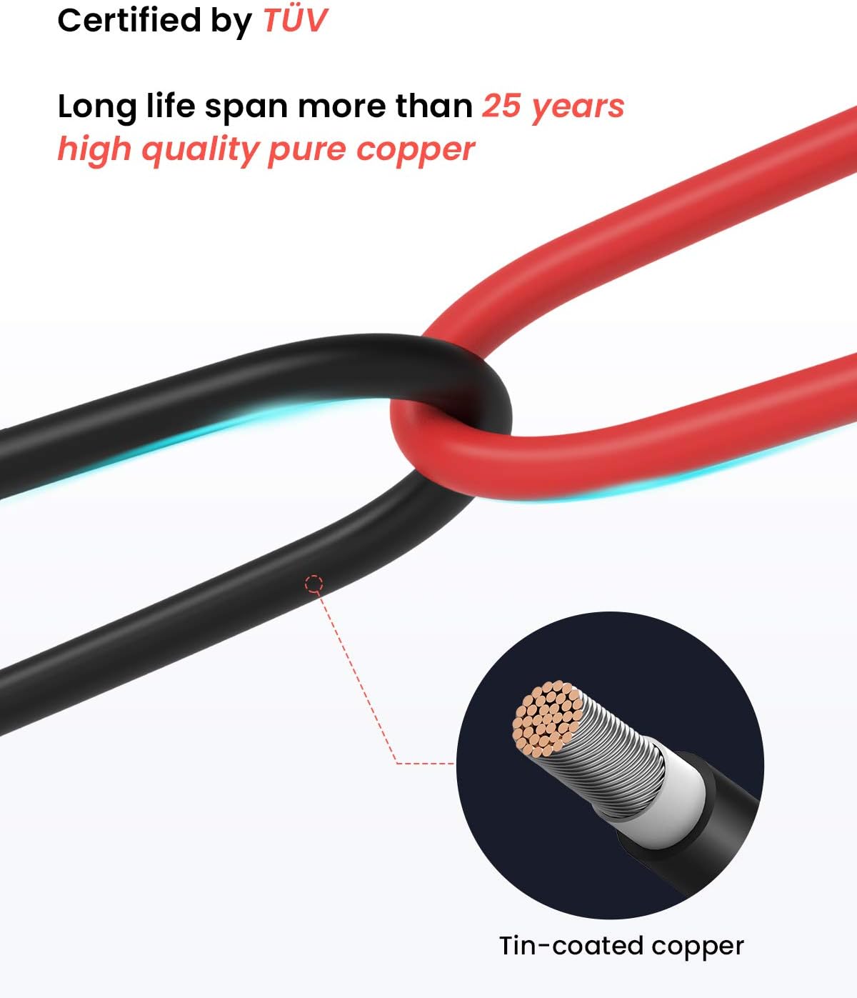 40 Feet 10AWG Solar Extension Cable with Connectors L525797