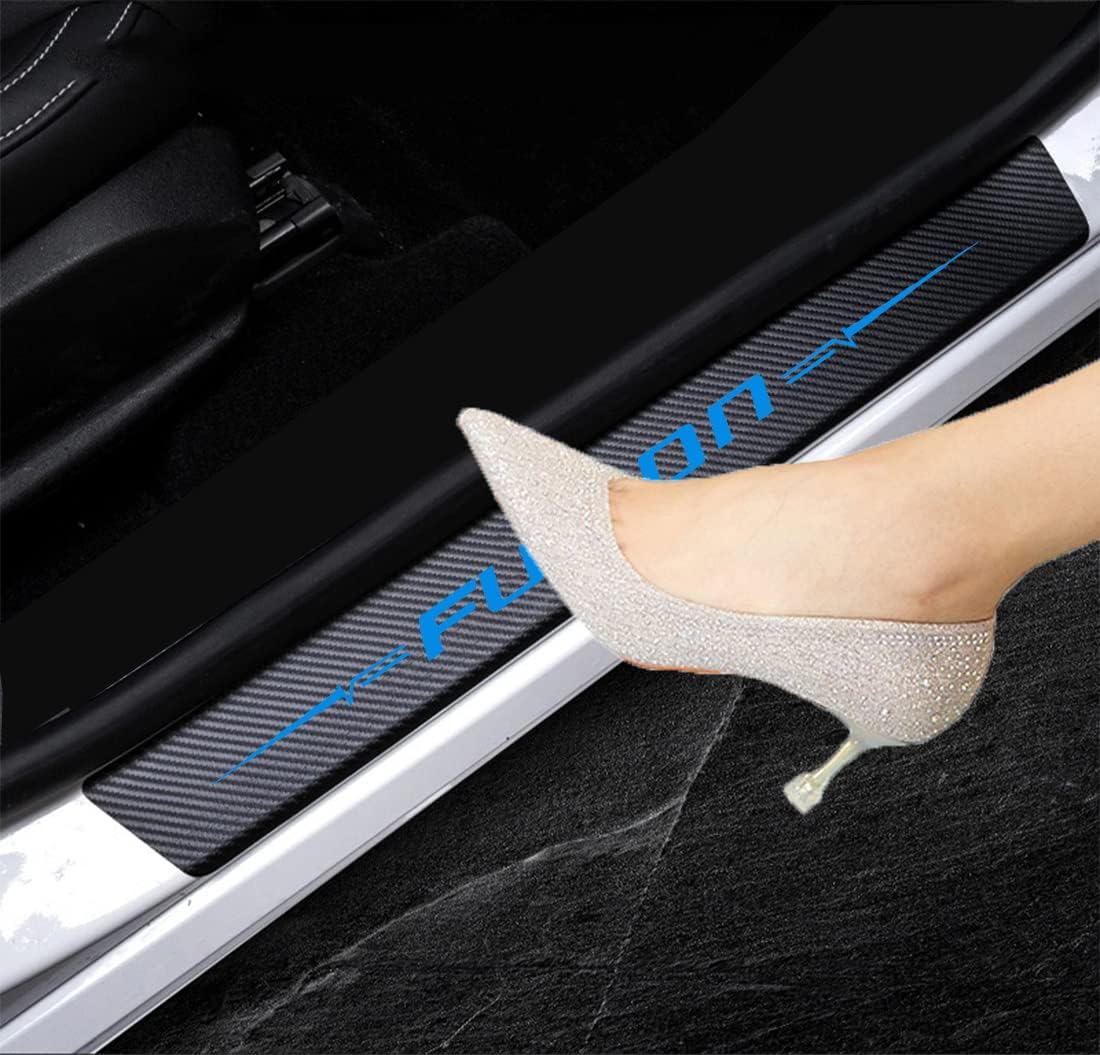 4D Carbon Fiber Reflective Door Sill Protector Stickers Q963