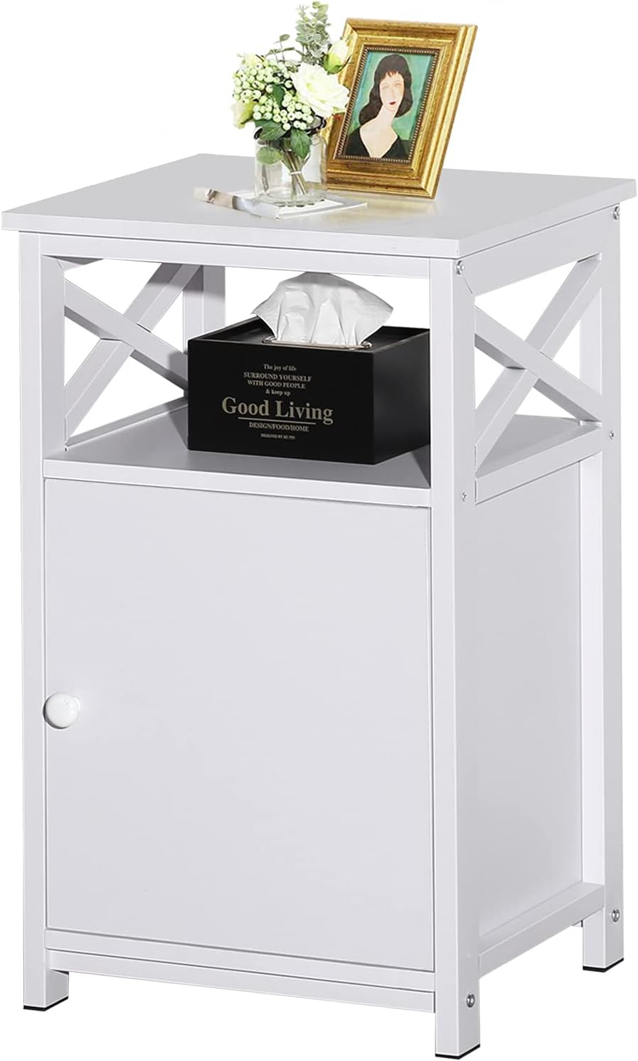 Brown Storage Cabinet and Drawer Nightstand T467