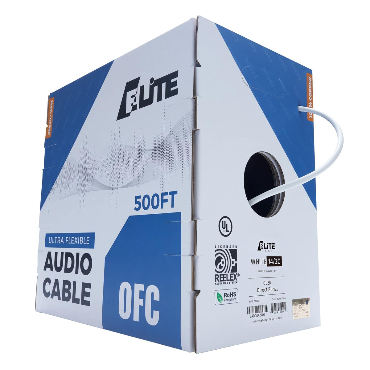 12AWG/2-Conductor Oxygen Free Bare Copper Speaker Wire Cable, 100ft Black T980300