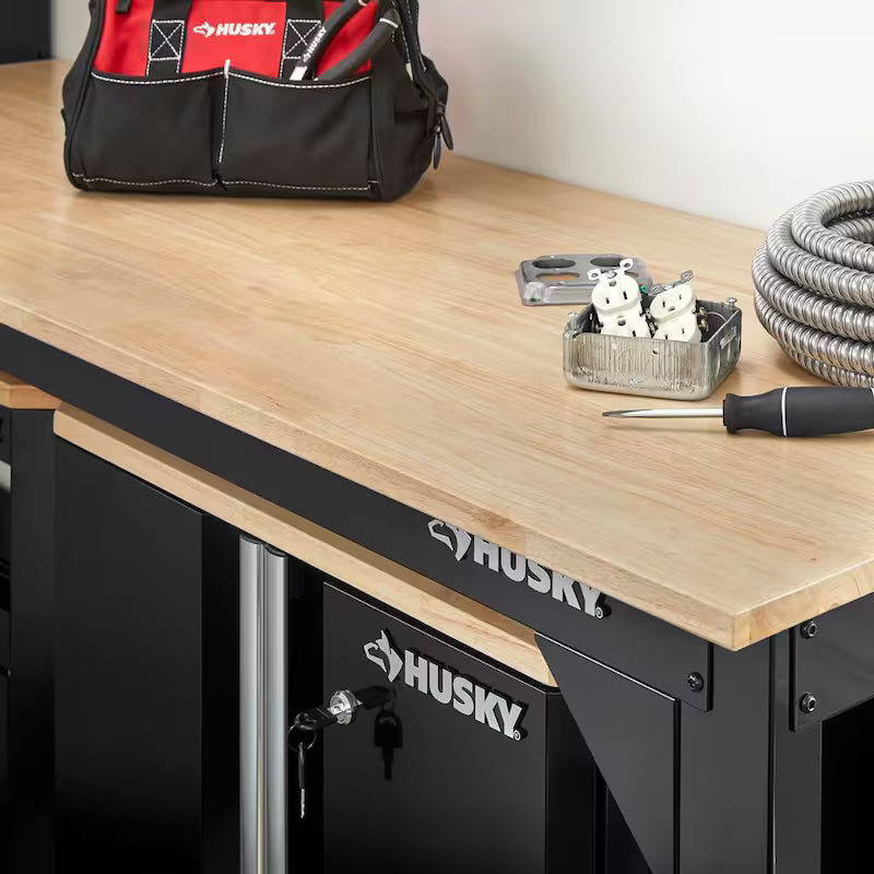 Solid Wood Top Workbench in Black C7139