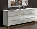 Glossy White 6 Drawer Double Dresser F583051