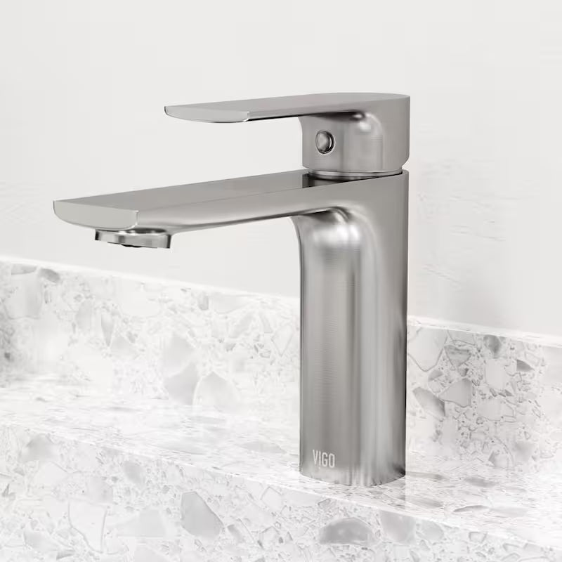 Single Handle Brushed Nickel Bathroom Faucet W8954