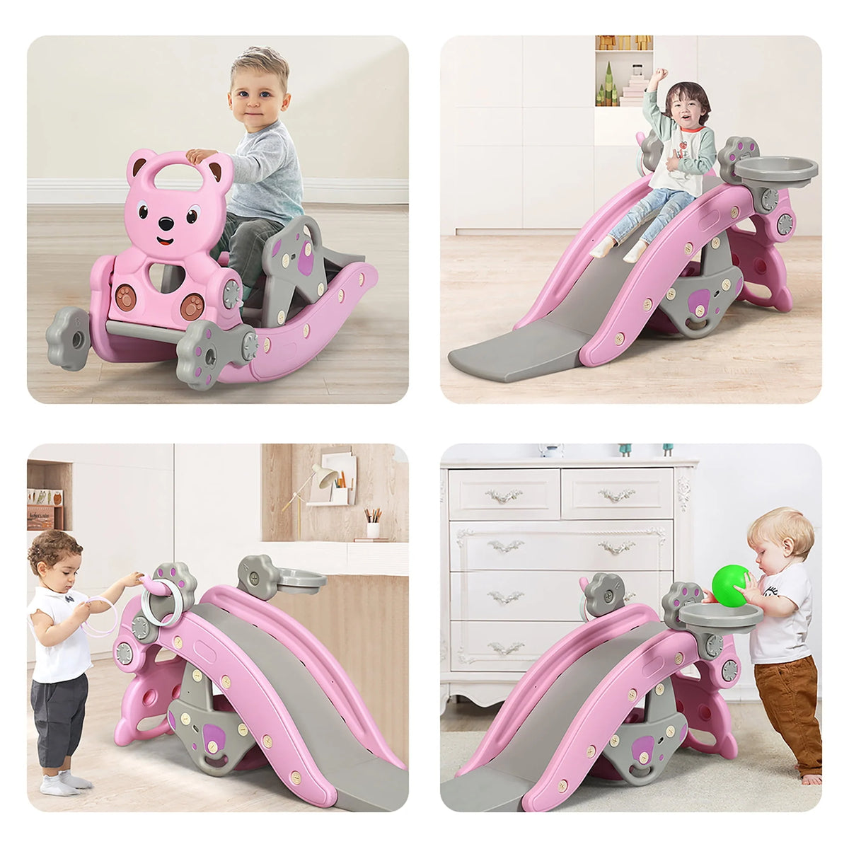 4-in-1 Kids Swing Slide Set T871414