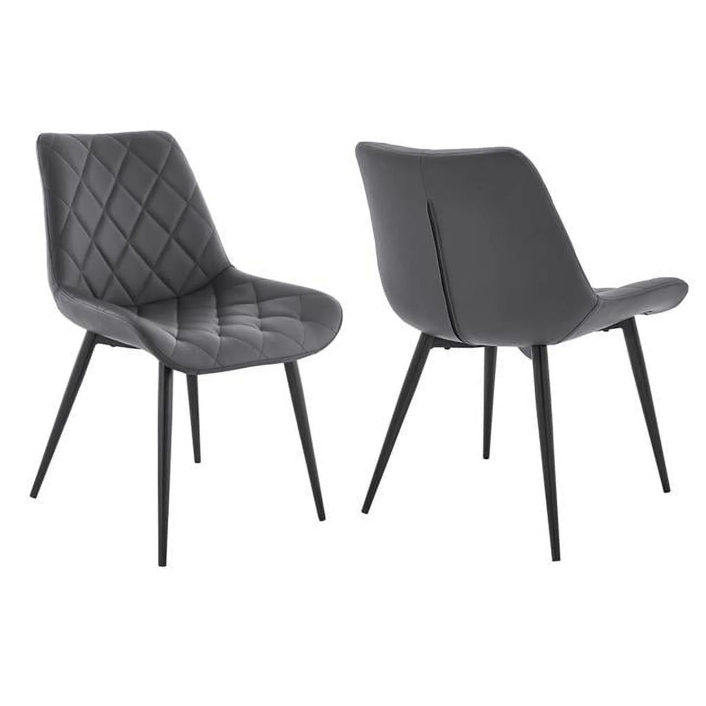 Gray Black Faux Leather Dining Chair Set of 2 Z33719