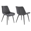 Gray Black Faux Leather Dining Chair Set of 2 Z33719