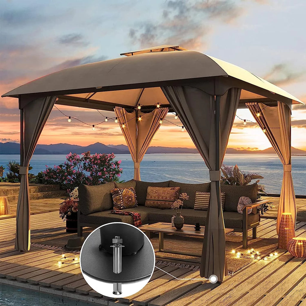 10'x10' Outdoor Gazebo with Privacy Curtains H568