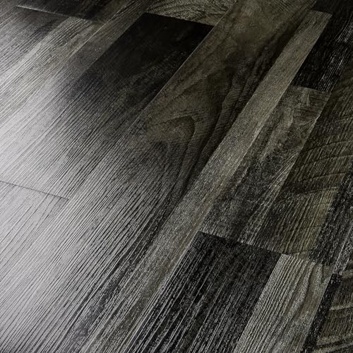 36-Pack 6x36" Black Peel and Stick Waterproof Vinyl Floor Tile M8601