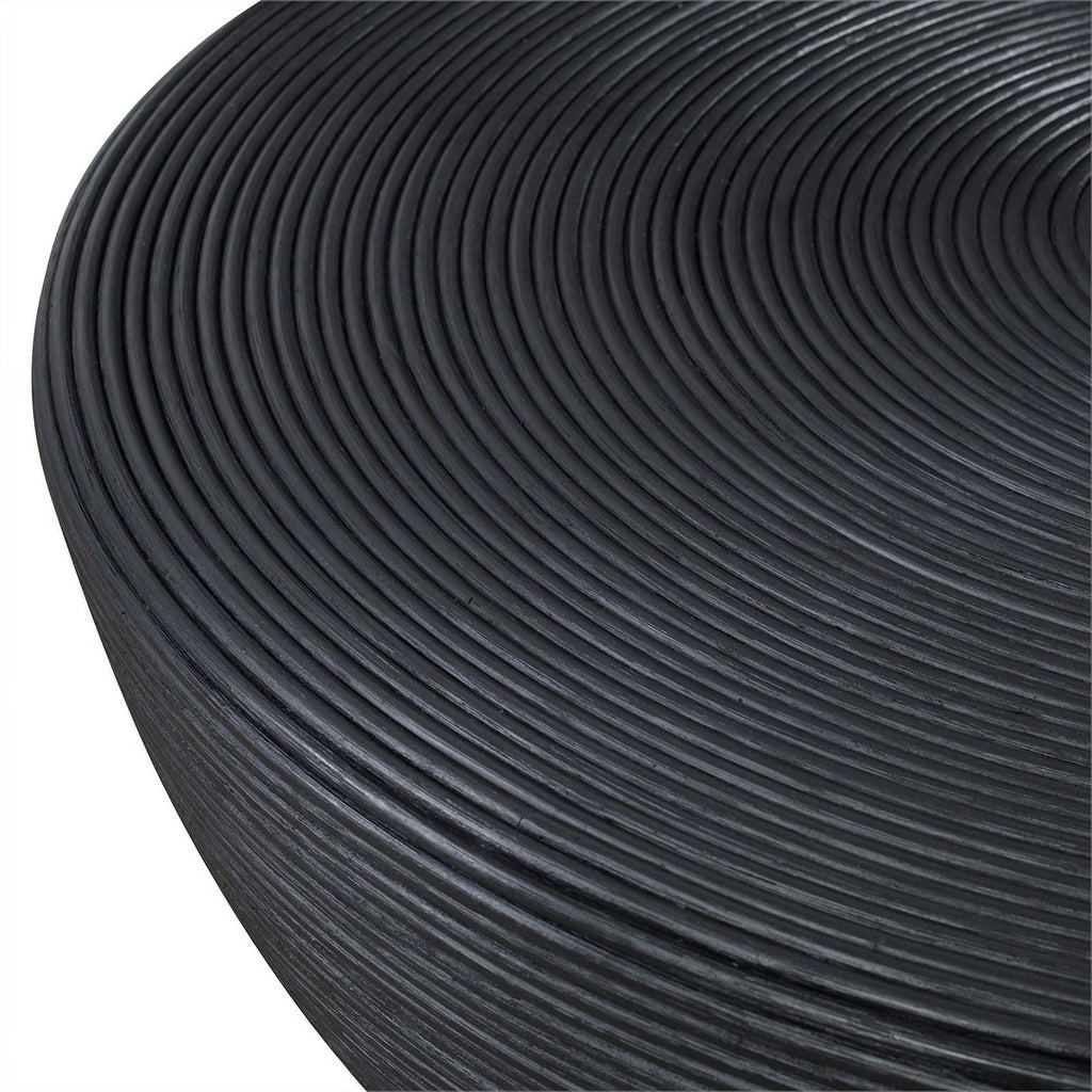 43.75" Round Rattan Coffee Table in Black H664