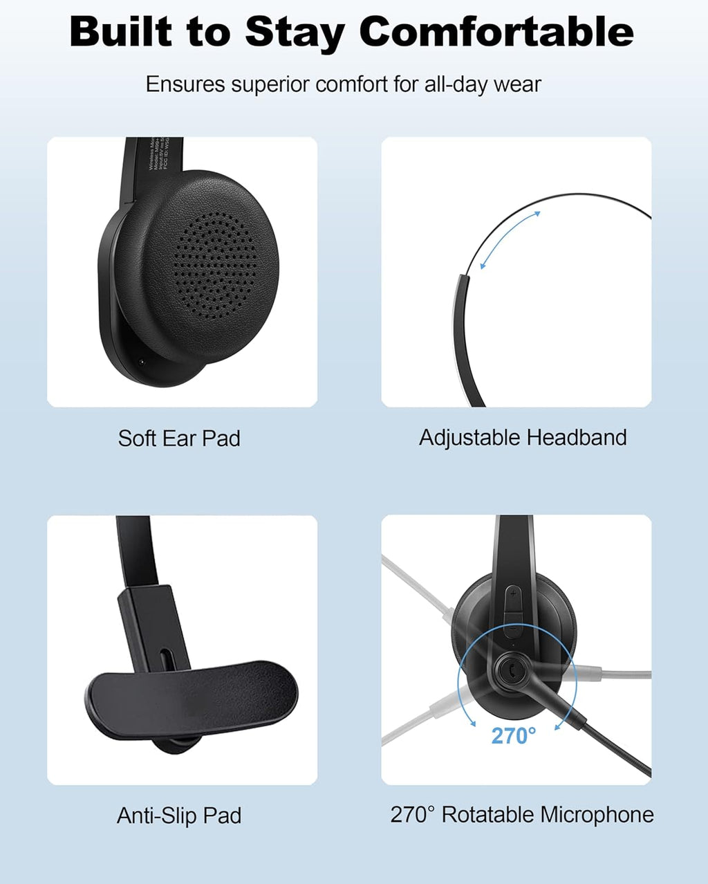 Bluetooth Trucker Headset with Noise Canceling Microphone F515794