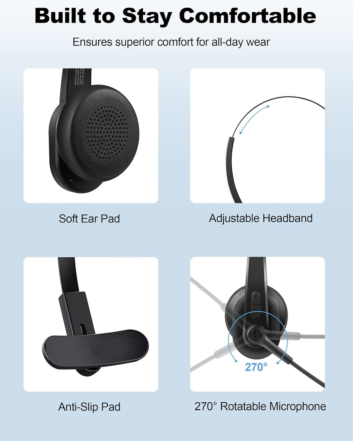 Bluetooth Trucker Headset with Noise Canceling Microphone F515794