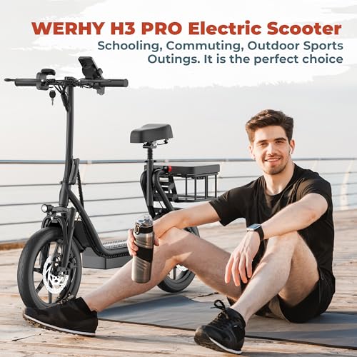 Electric Scooter with Seat, 500W Motor, 14'' Tires, Foldable D67081