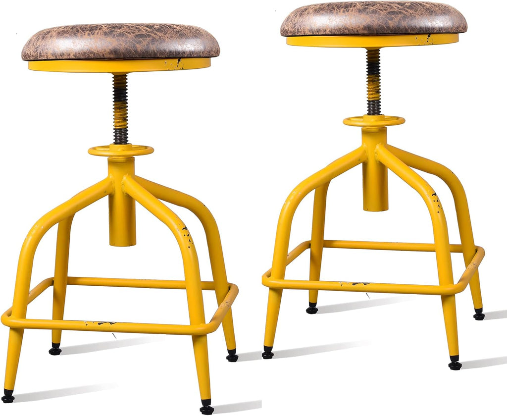 Black Metal Adjustable Swivel Bar Stool Set of 2 Y643225