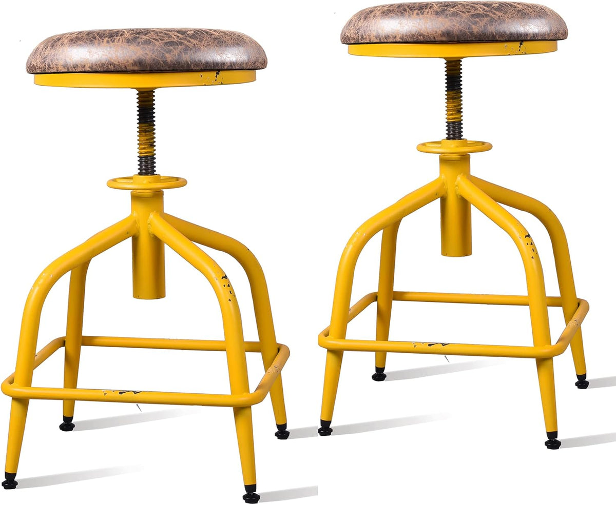 Black Metal Adjustable Swivel Bar Stool Set of 2 Y643225