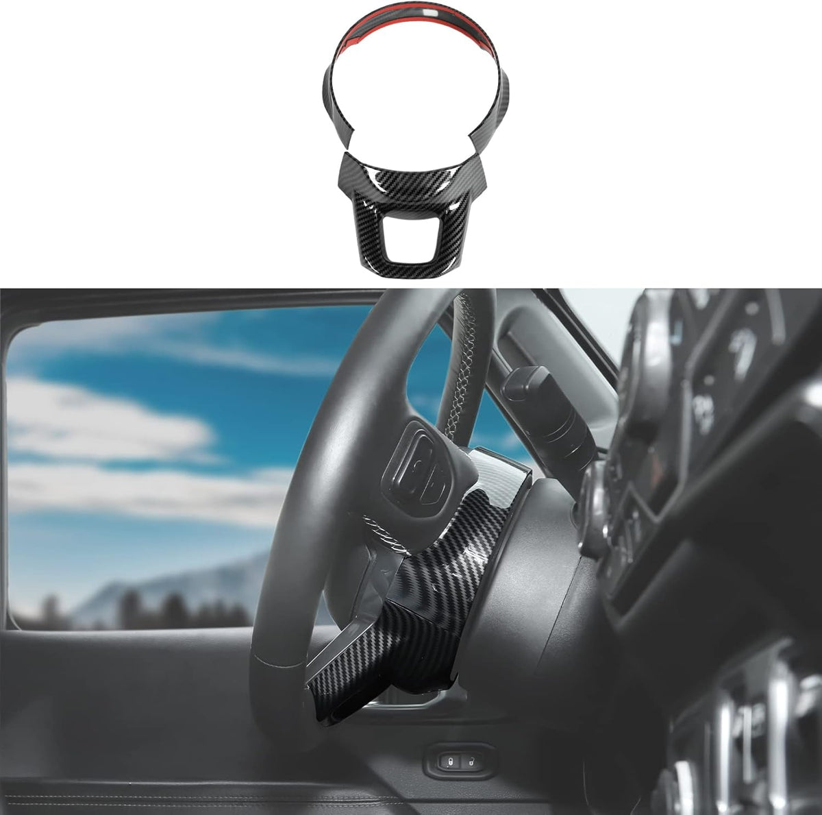 Steering Wheel Trim Cover Carbon Fiber Grain A956510