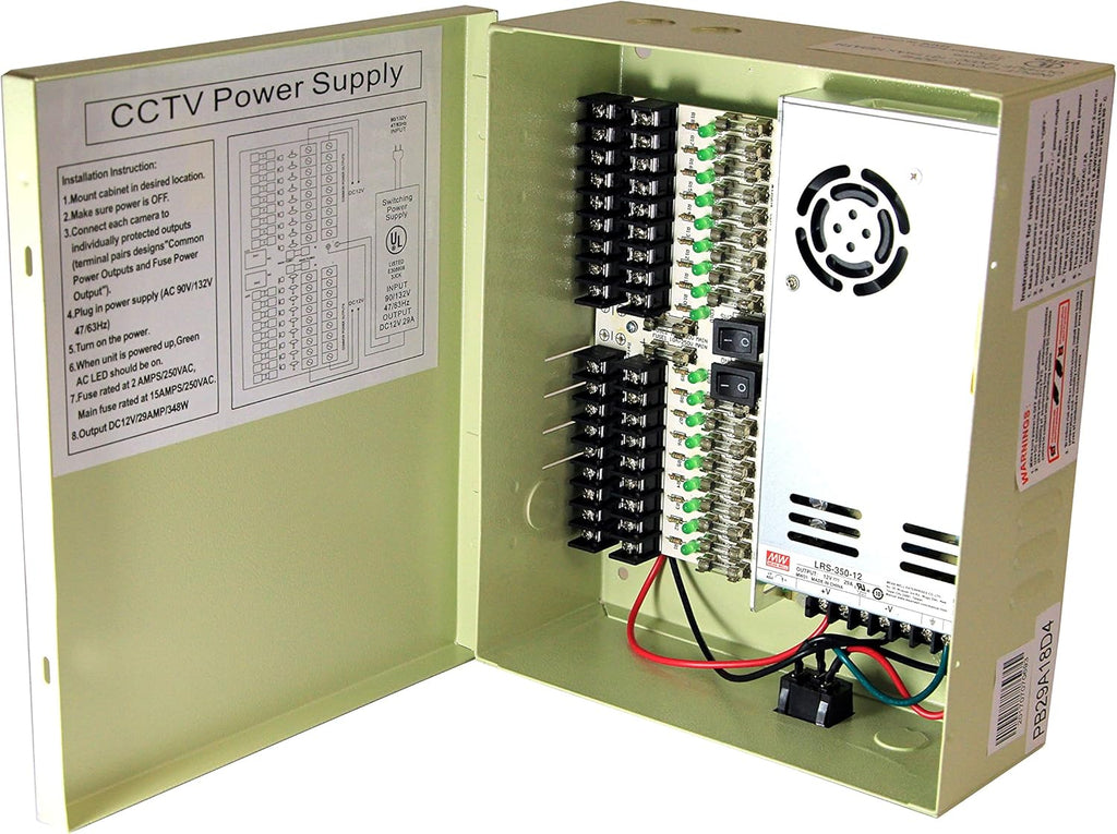 18 Output 29 Amp 12V DC CCTV Power Supply Box Q7219