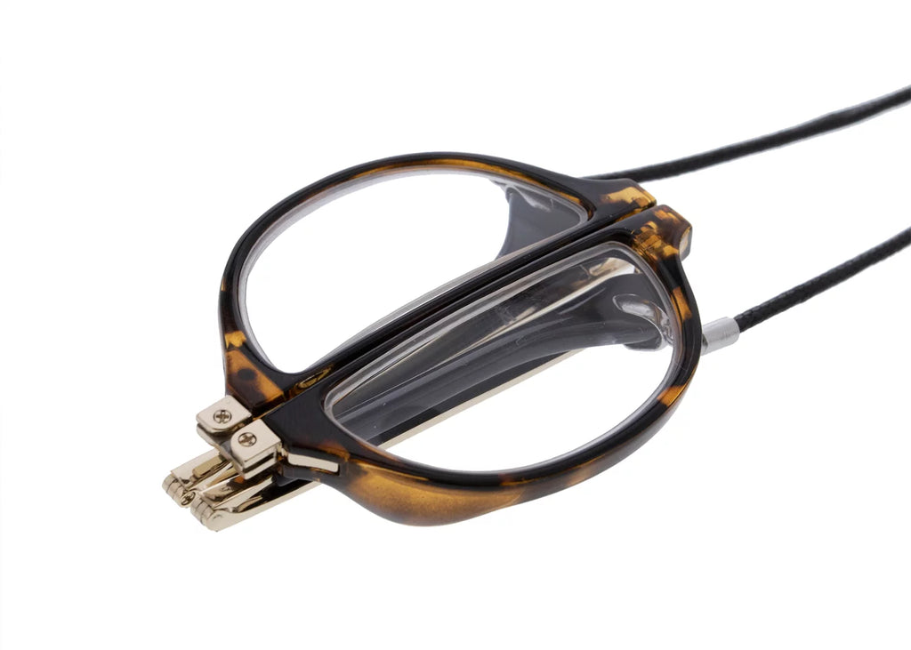Foldable Round Tortoise Shell Reading Glasses H702