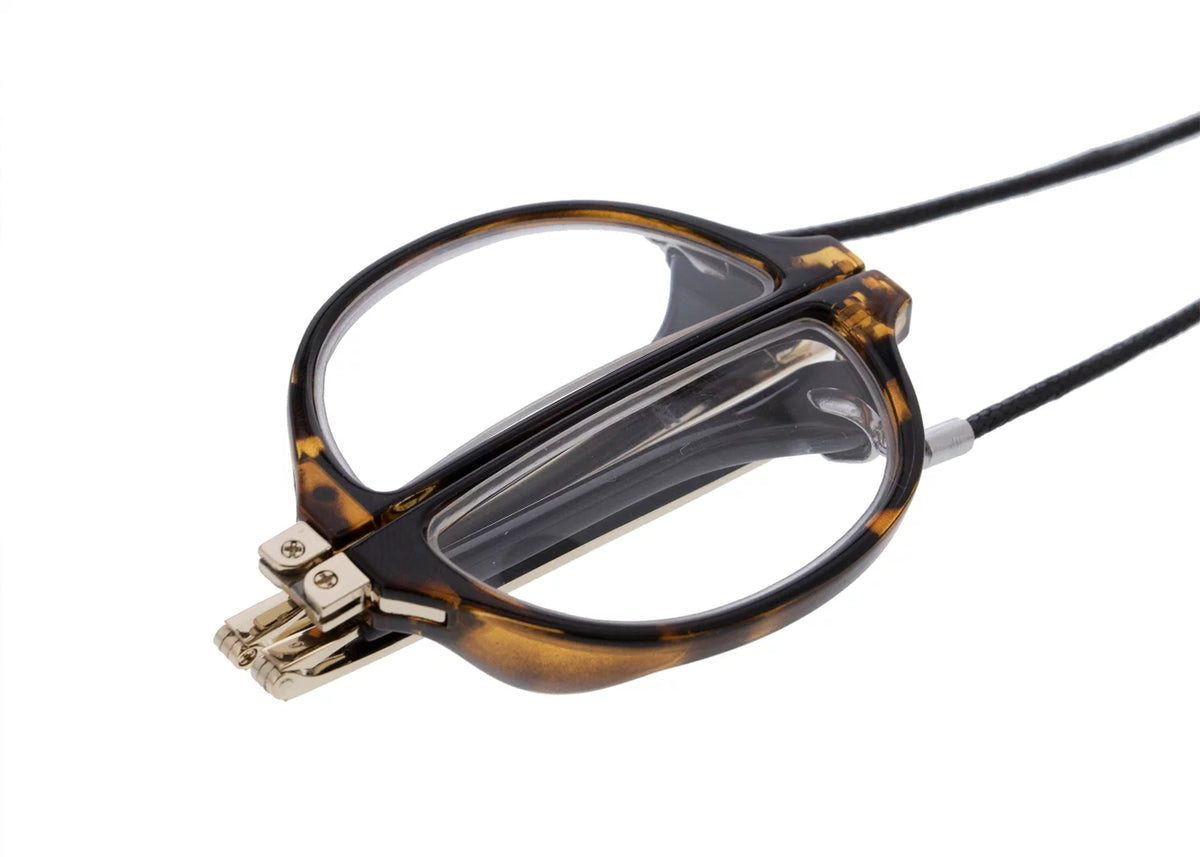 Foldable Round Tortoise Shell Reading Glasses H702