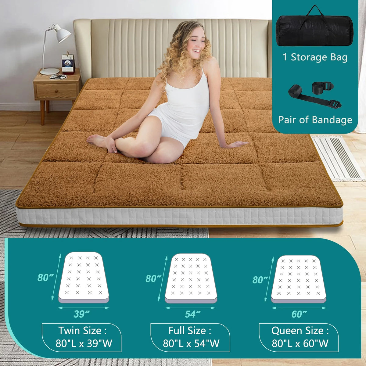Japanese Floor Futon Mattress Grey Full Z156345