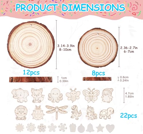 Unfinished Wooden Ornaments 30 Pcs N444458