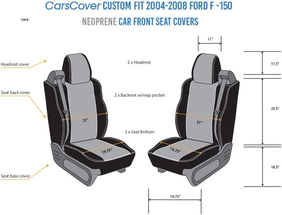 Custom Fit Neoprene Car Front Seat Covers Gray & Black D746059