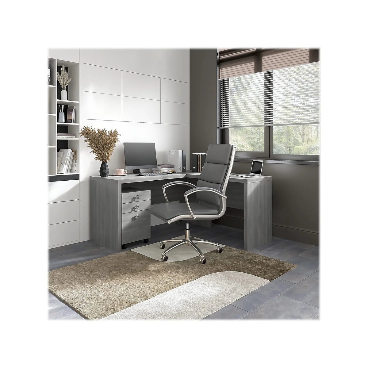 L Shaped Desk with Mobile File Cabinet N331