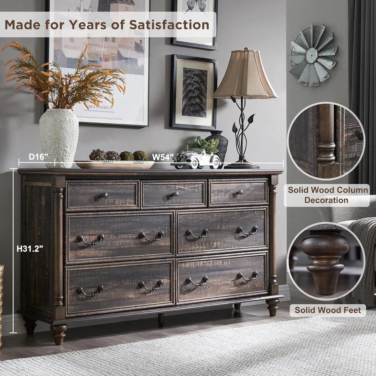 7 Drawer Wood Dresser I596