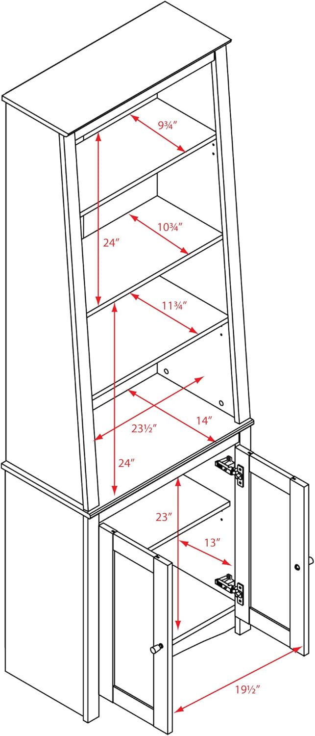 Espresso Tall Slant-Back Bookcase with 2 Doors G5012